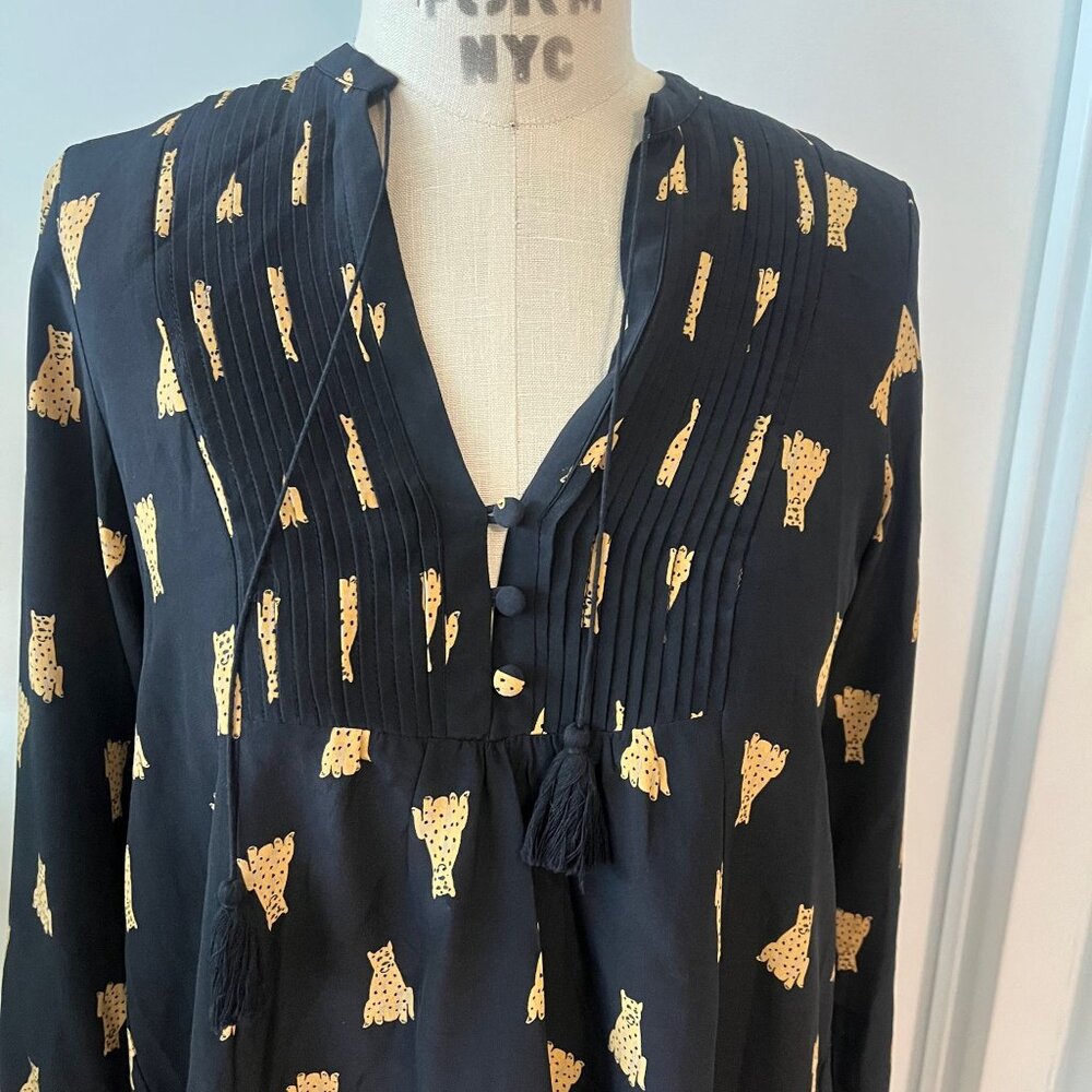 SEA NEW YORK Cheetah Silk Printed Blouse Size 2 - Picture 3 of 9